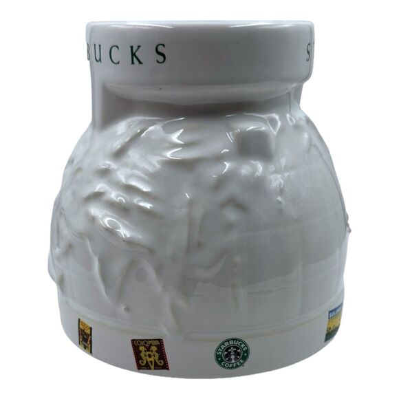Vintage 1997 Starbucks Mug AROUND THE WORLD Embossed Ceramic Globe Lid Travel - Picture 2 of 16